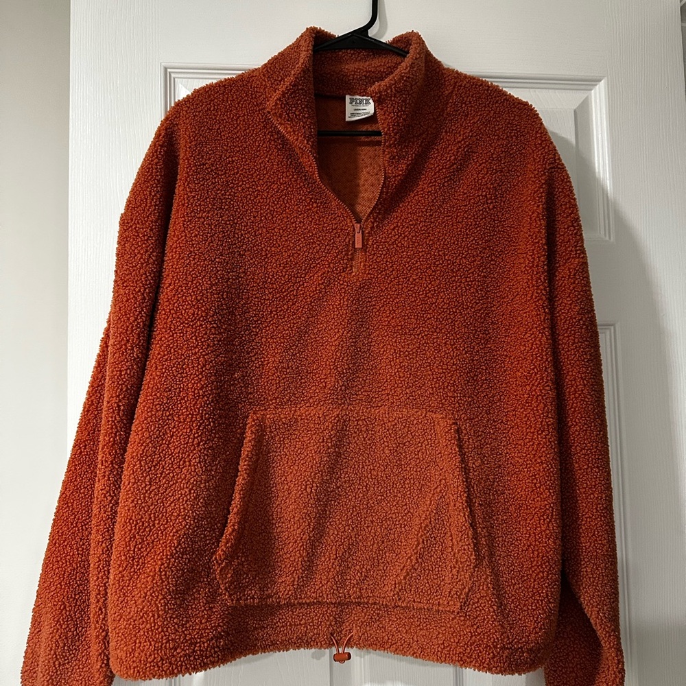 PINK Cozy Orange Half-Zip Sweater